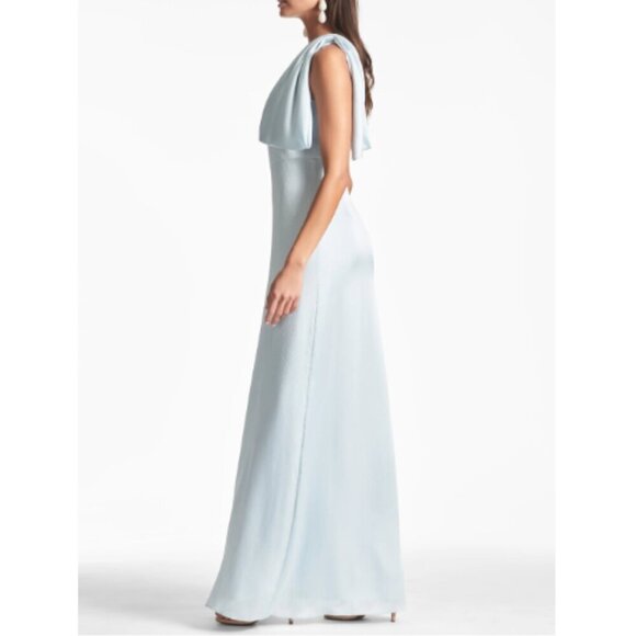 Sachin & Babi Chelsea Dress Size 6 Ice Blue One Shoulder Bow Gown Formal - Picture 3 of 8